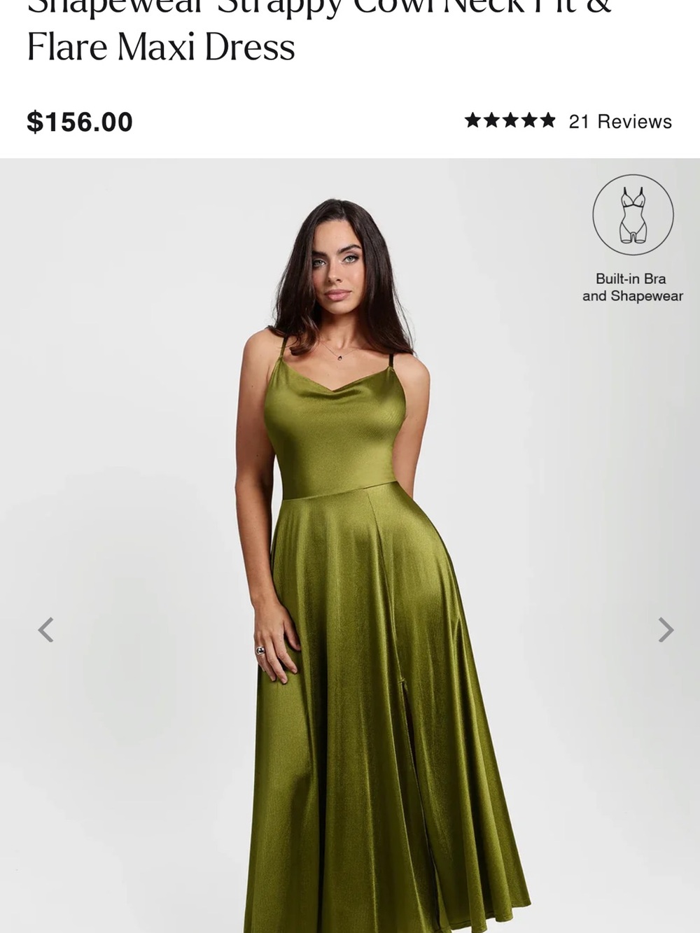 Strappy Cowl Neck Midi Dress in Olive Green
